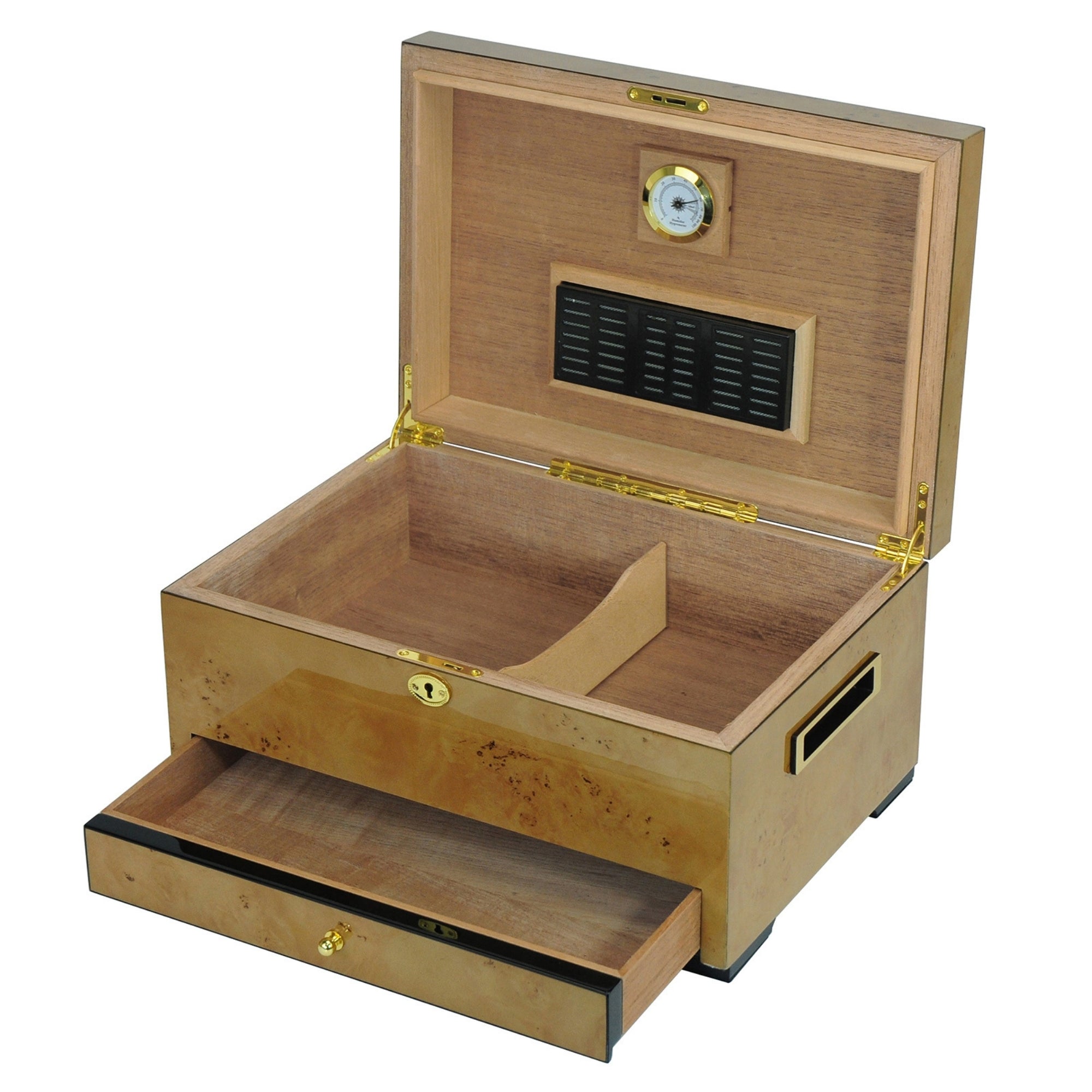 100 CT World Map Burl Cigar Humidor Spanish Cedar Box for Cigars