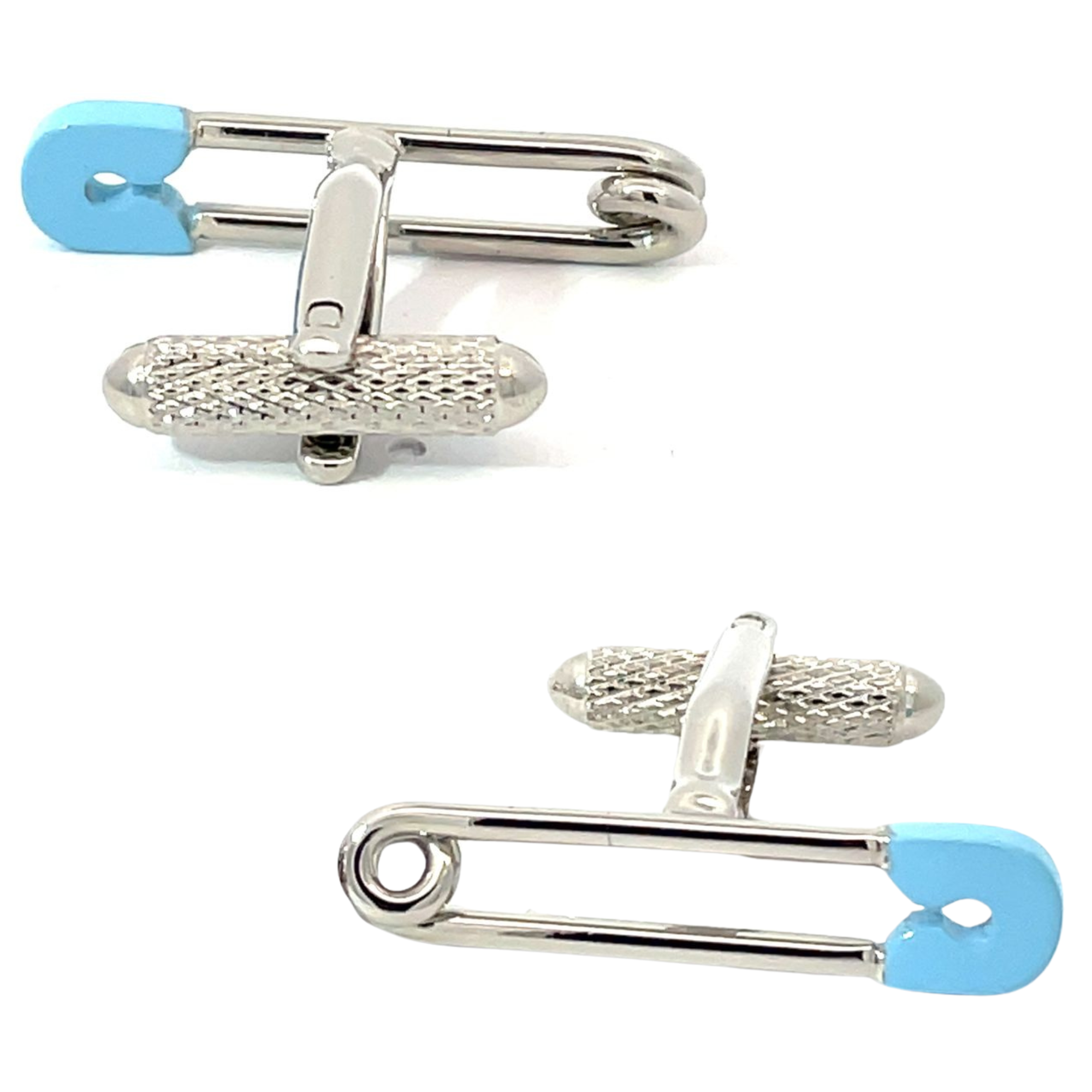 Safety Pin Blue Cufflinks