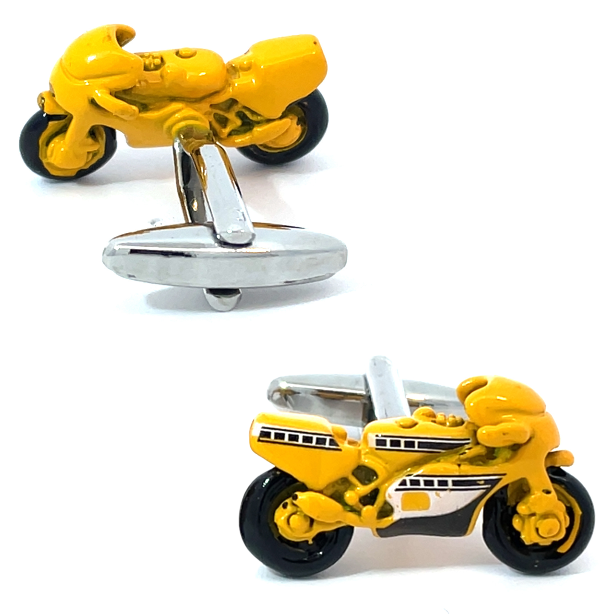 Yellow Sports Motorbike Cufflinks