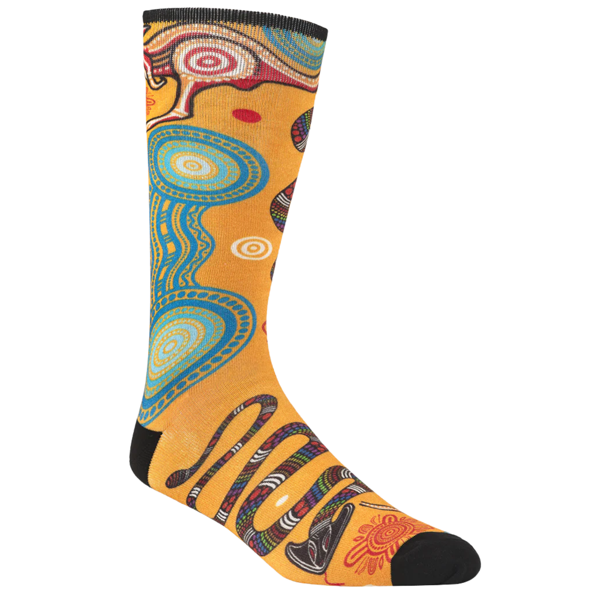Mens Native Australian Rainbow Serpent Bamboo Socks