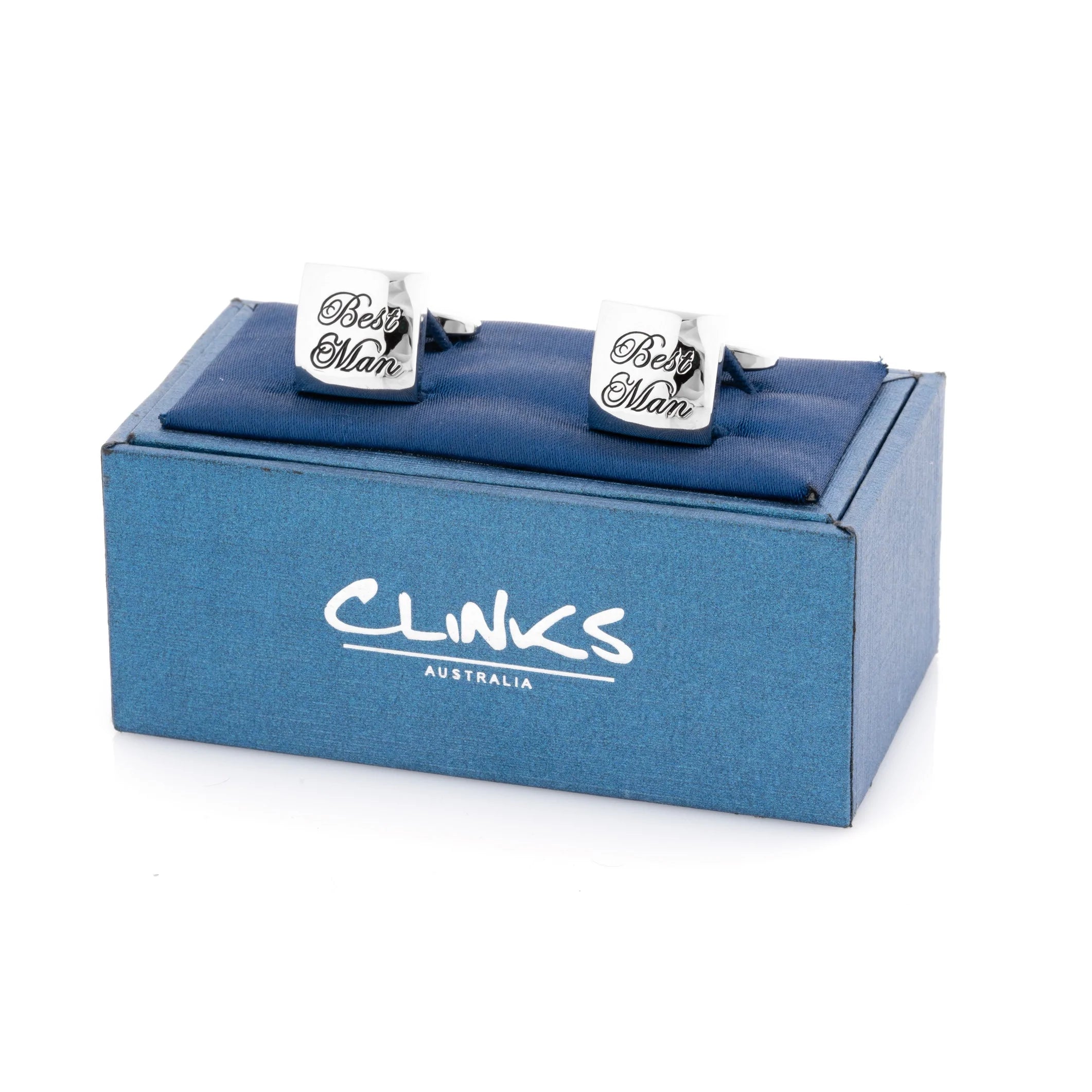 Best Man Curved Silver Wedding Cufflinks