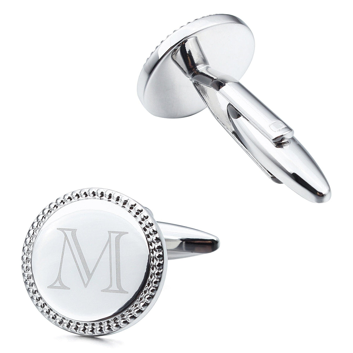 Personalised Silver Initial Round Cufflinks