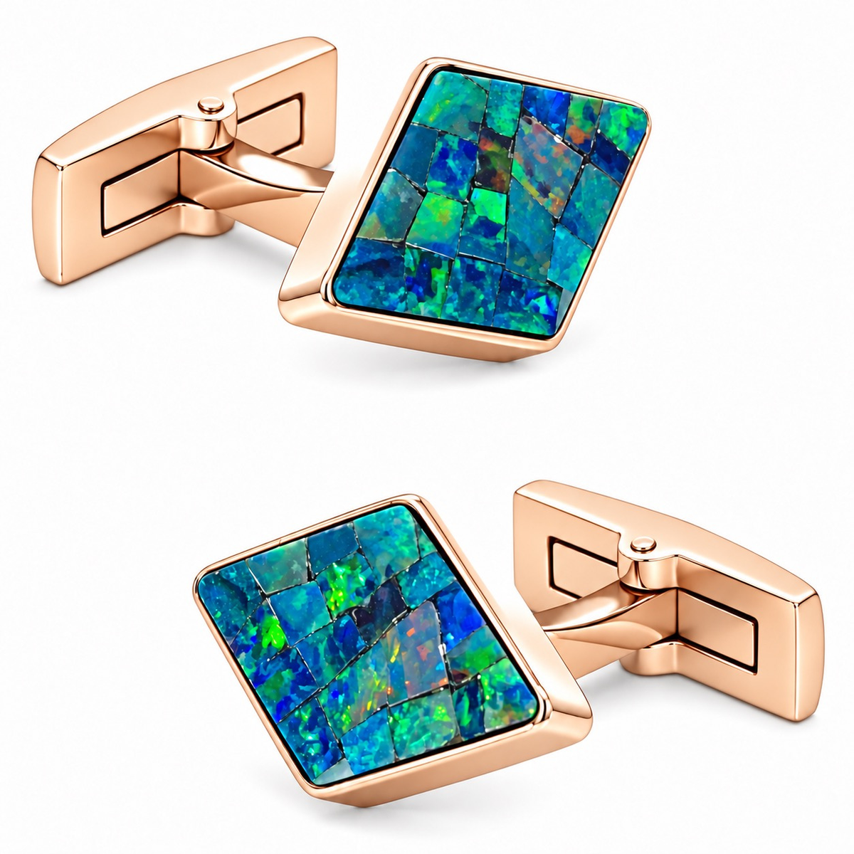 Opal Rose Gold Diamond Cufflinks