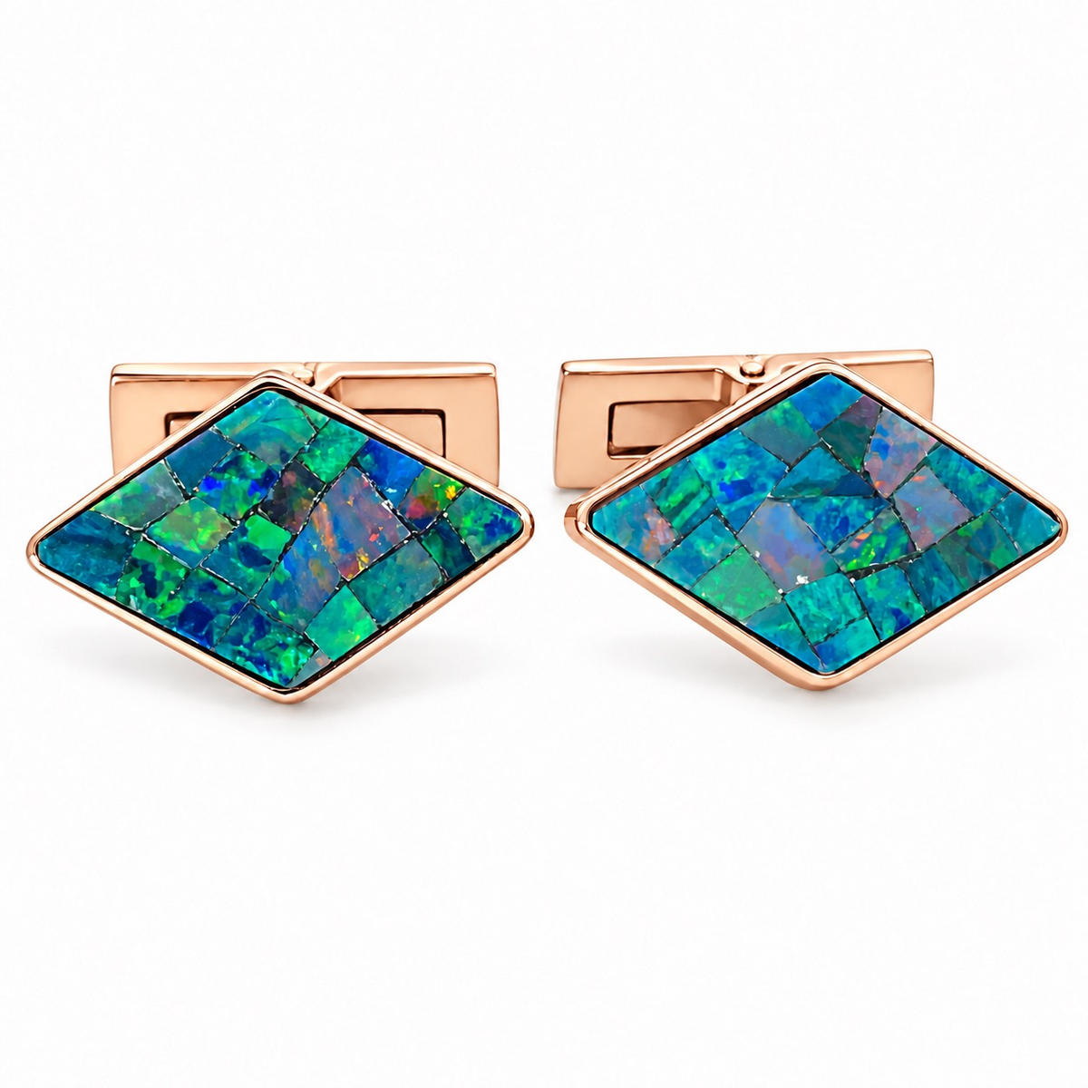 Opal Rose Gold Diamond Cufflinks