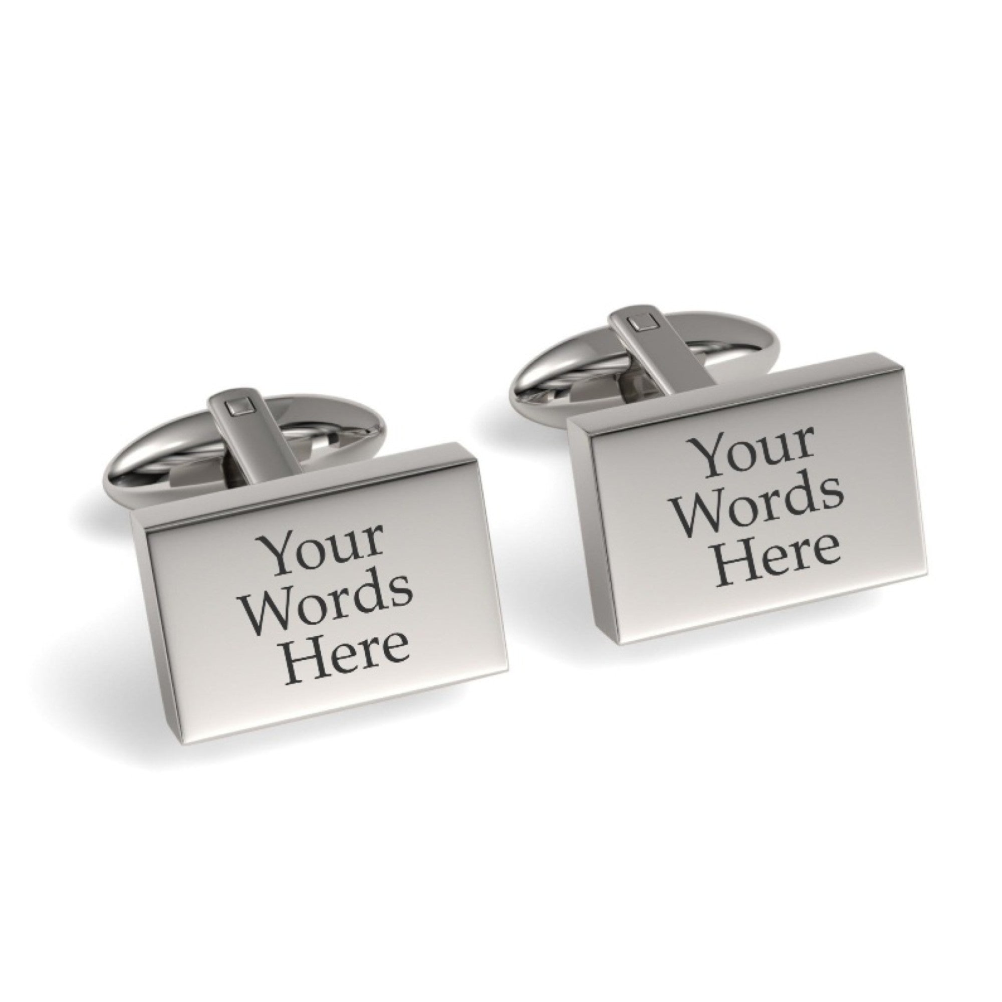 Custom Word Engraved Rectangle Cufflinks
