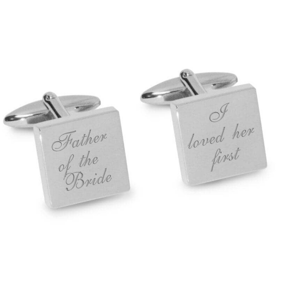 Father of the Bride Loved Her First Engraved Wedding Cufflinks