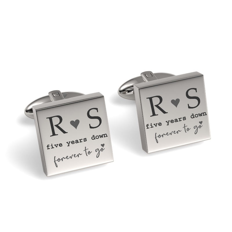 Five Years Down Forever To Go Engraved Cufflinks