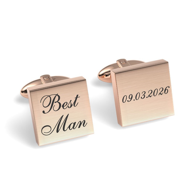 Best Man Wedding Date Engraved Square Cufflinks
