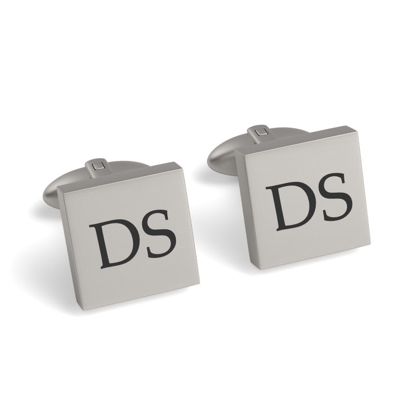 Two Initials Engraved Square Cufflinks