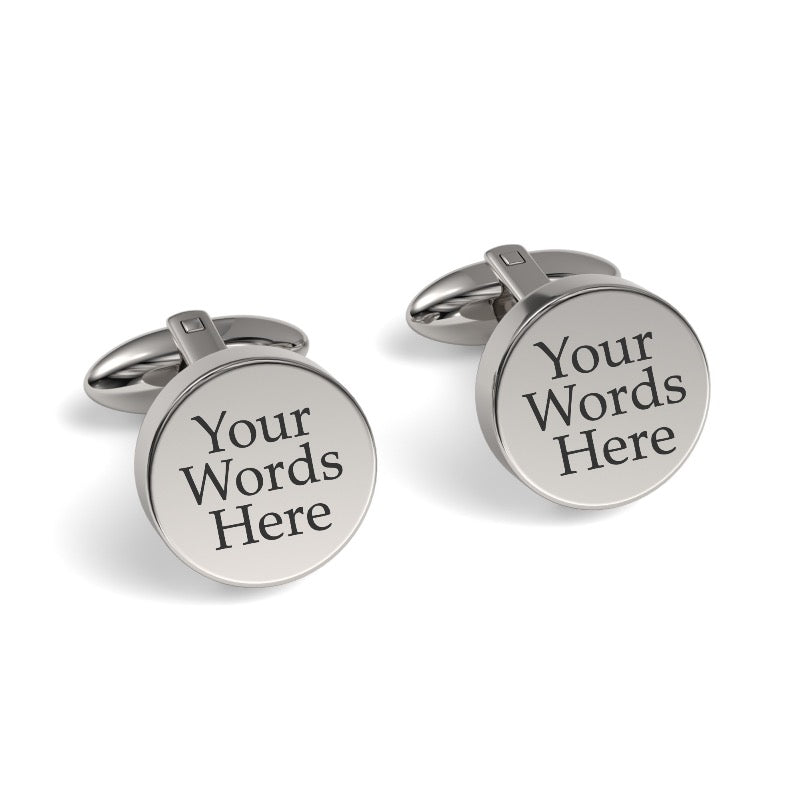 Your Words Here Engraved Round Cufflinks
