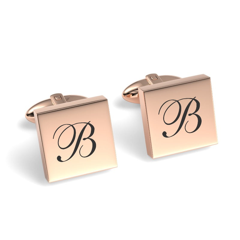 Large Initials Engraved Square Cufflinks