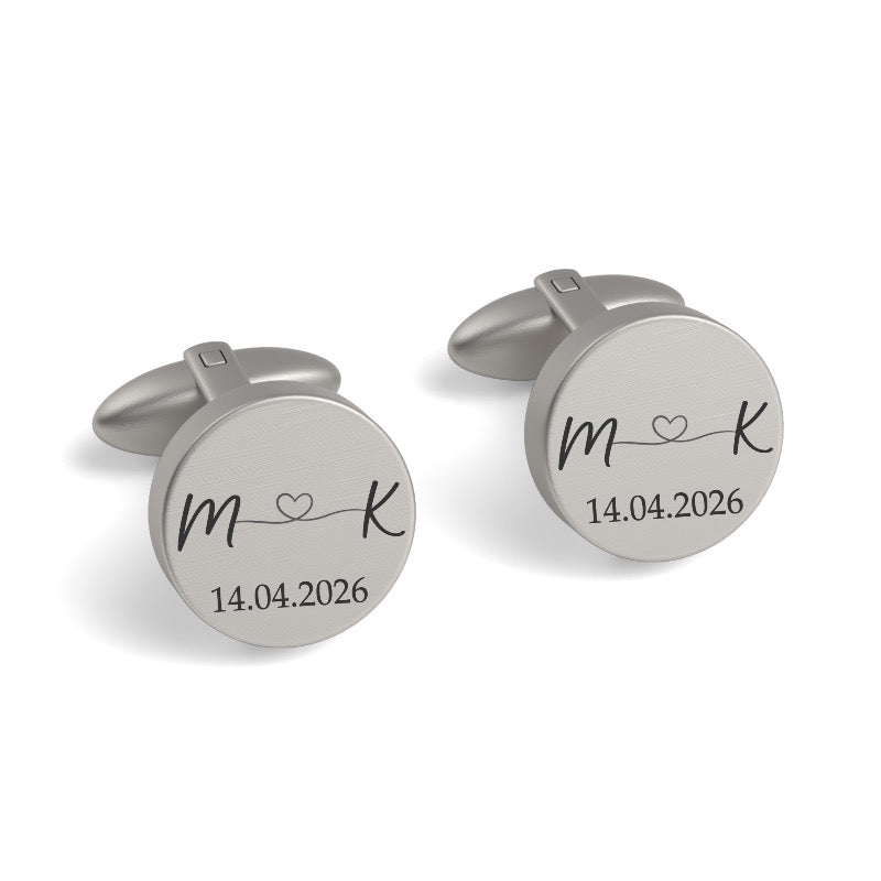 Initials Entwined and Date Engraved Cufflinks