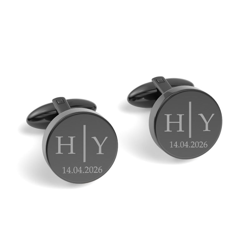 Initials Line Date Engraved Cufflinks