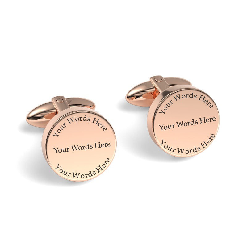 Custom Word Engraved Round Cufflinks