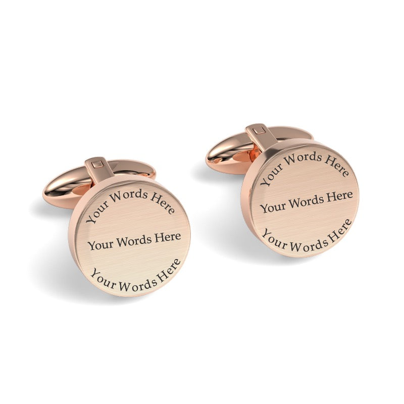 Custom Word Engraved Round Cufflinks