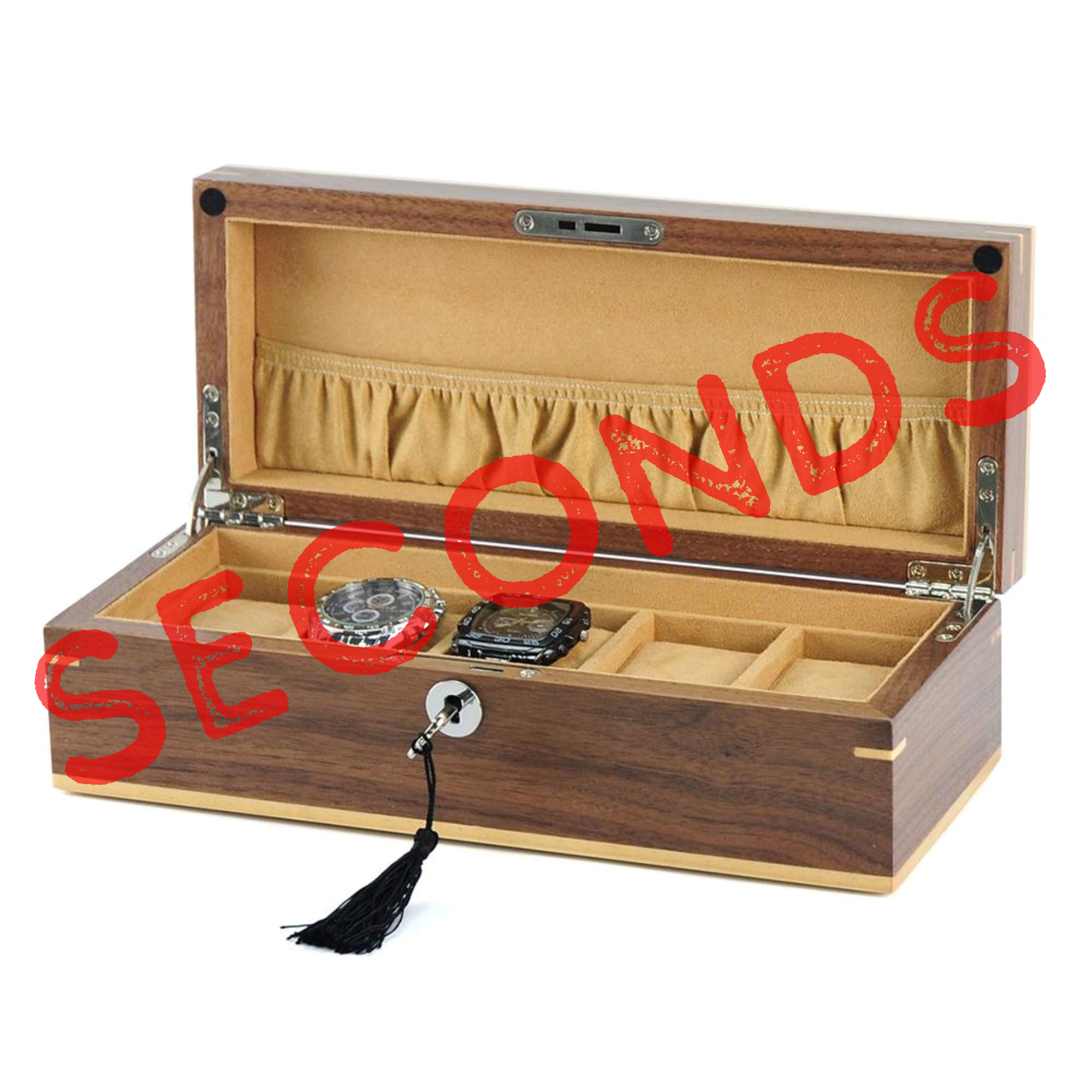 Seconds - Walnut Wooden Watch Box for 5 Watches (B)