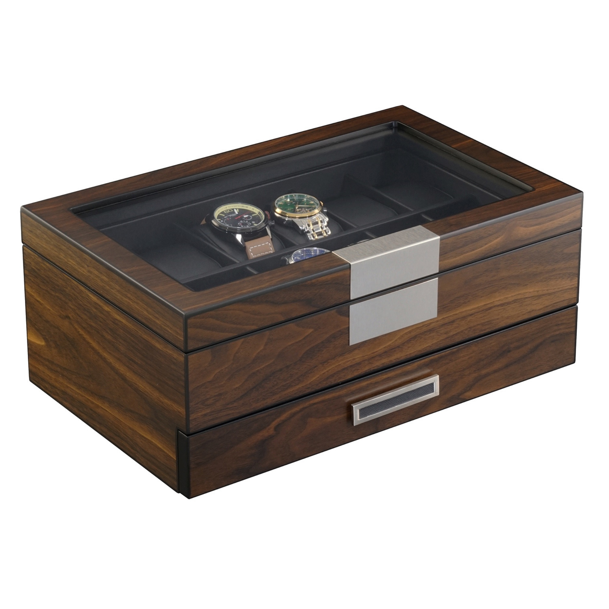 Seconds - 12 Slots Watch Box with Drawer in Ebony Wood