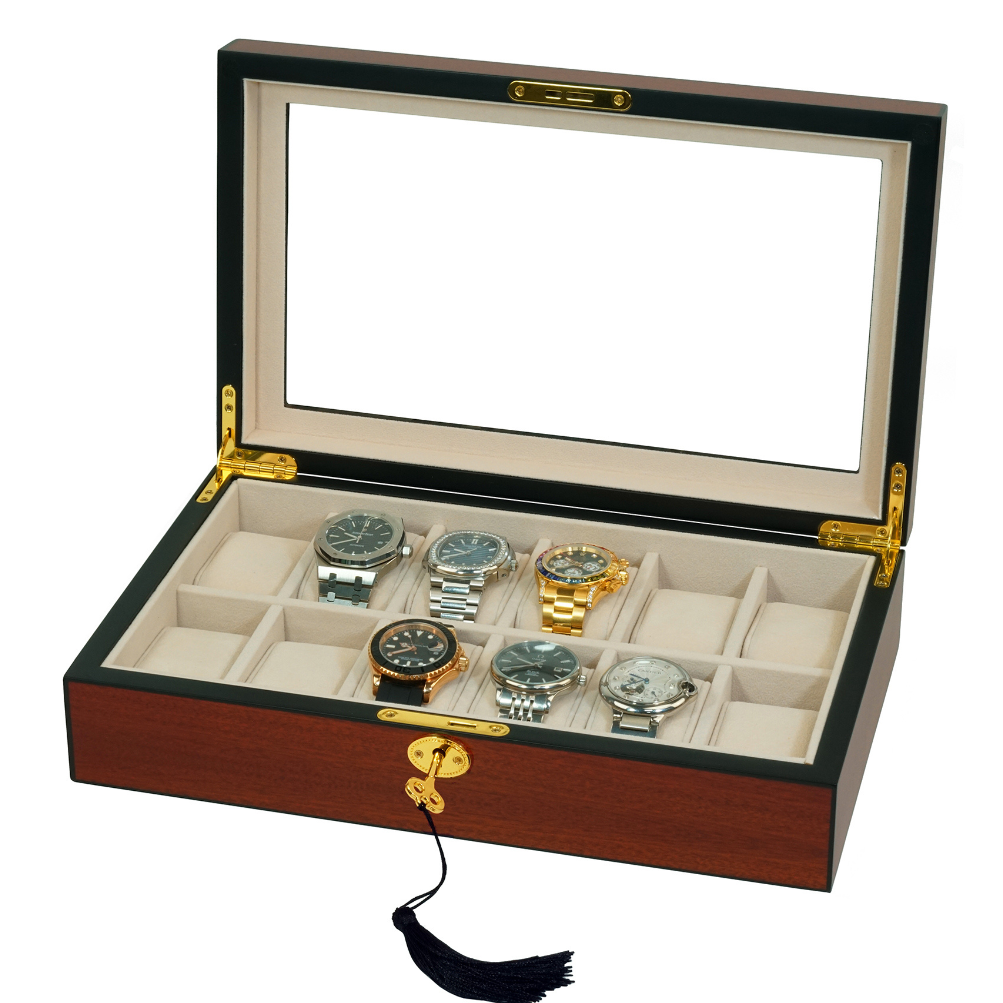 Cherry Wooden Watch Box for 12 Watches