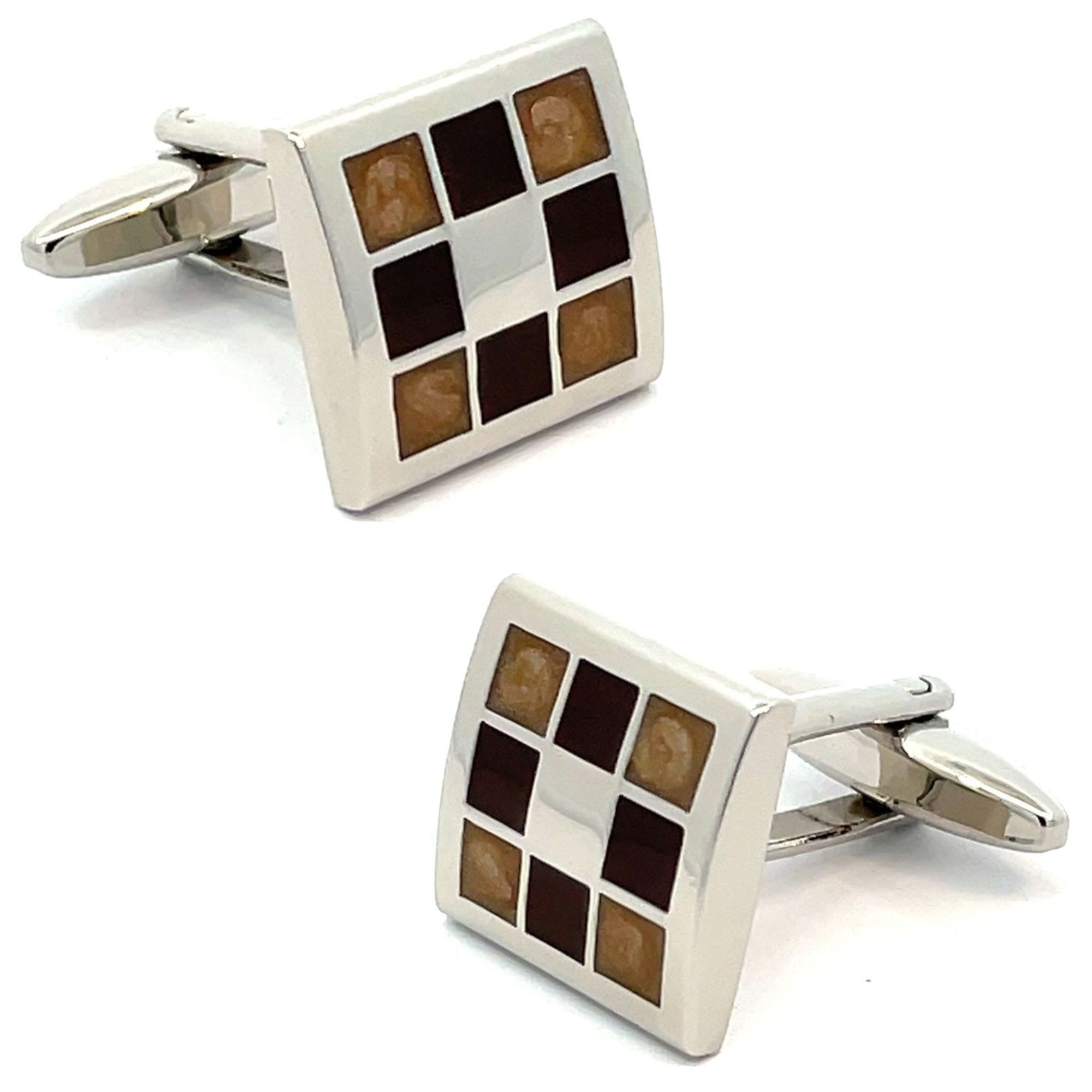 Nine Panel Brown Cufflinks