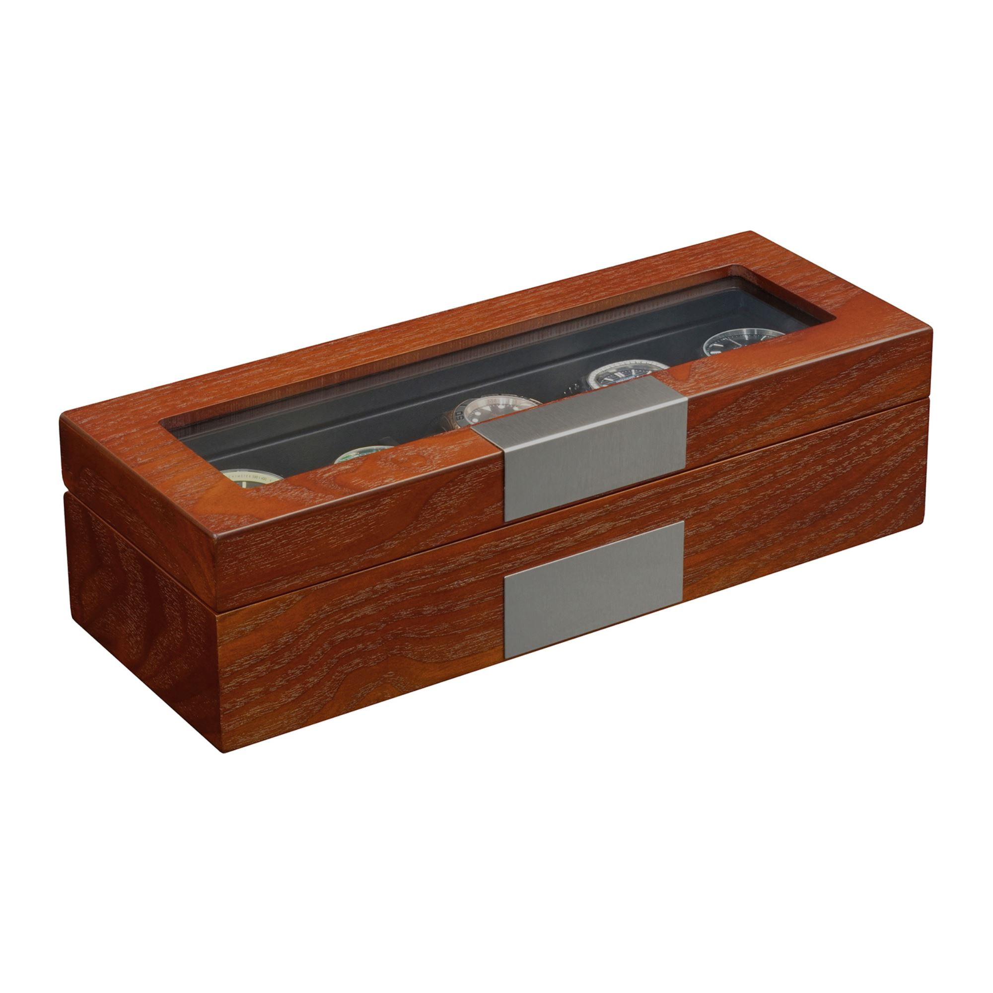Seconds - 5 Slots Mahogany Wooden Watch Box
