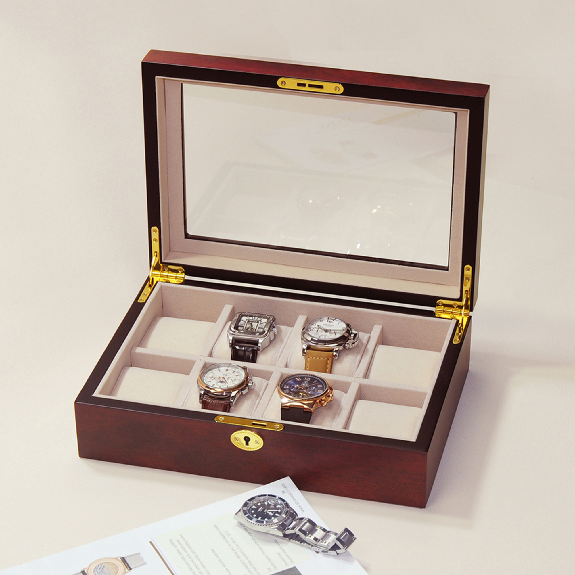 Cherry Wooden Watch Box for 8 Watches