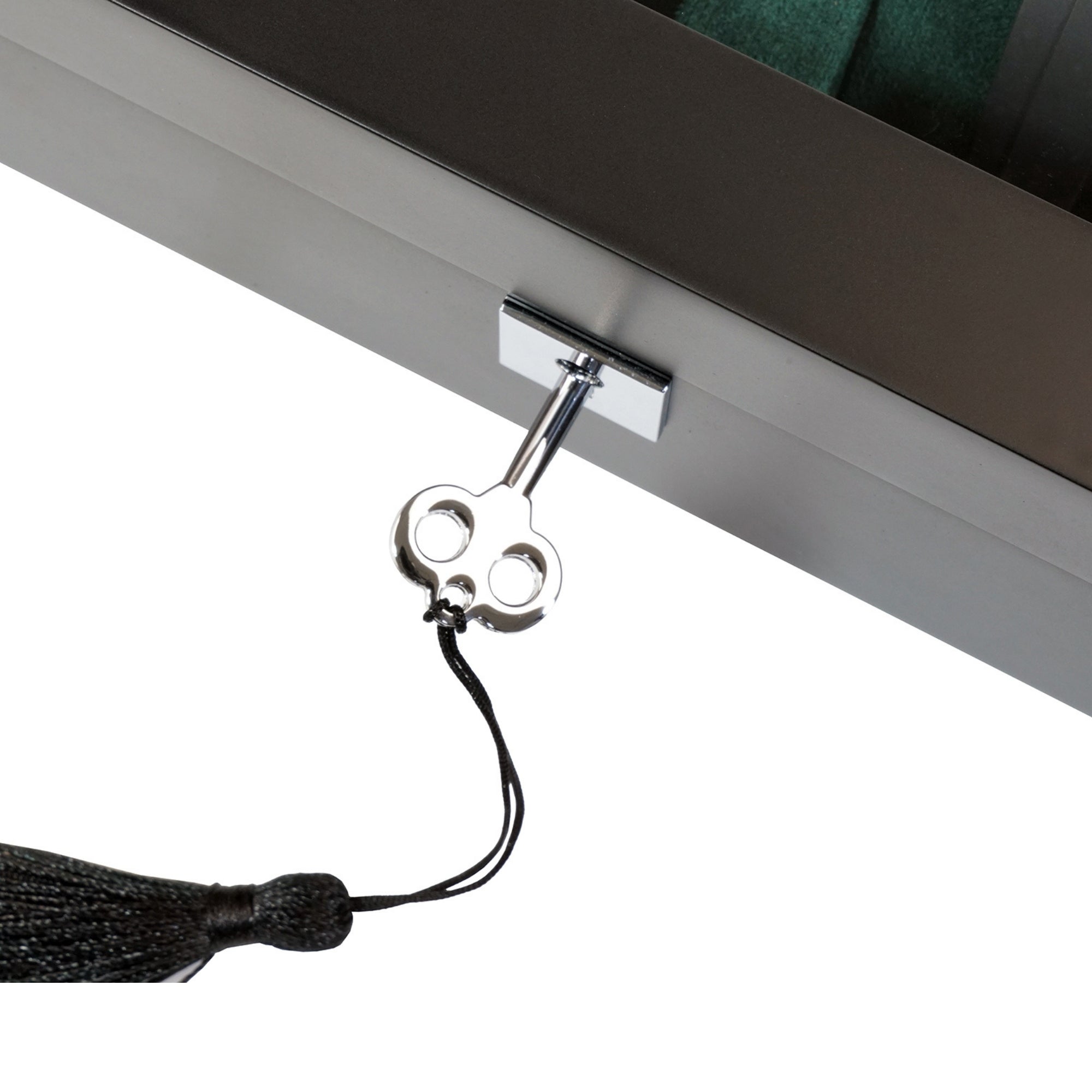 4 Slot Black Wooden Watch Box with Green Interior