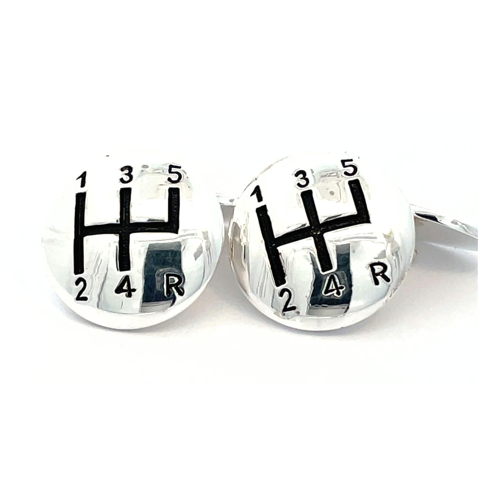 Shiny Five Speed Gear Shift with Chain Cufflinks