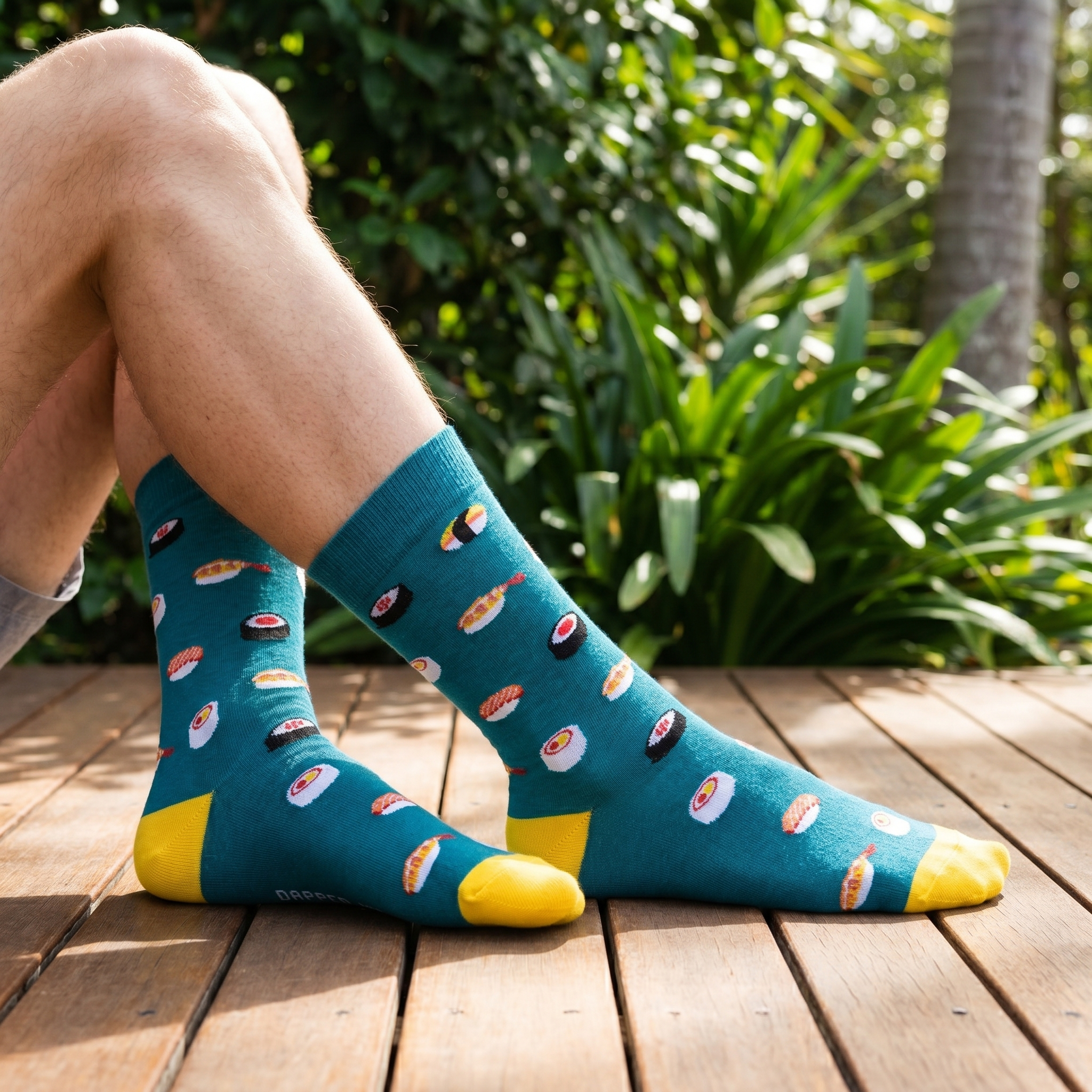 Succulent Sushi Bamboo Socks by Dapper Roo lifestyle image