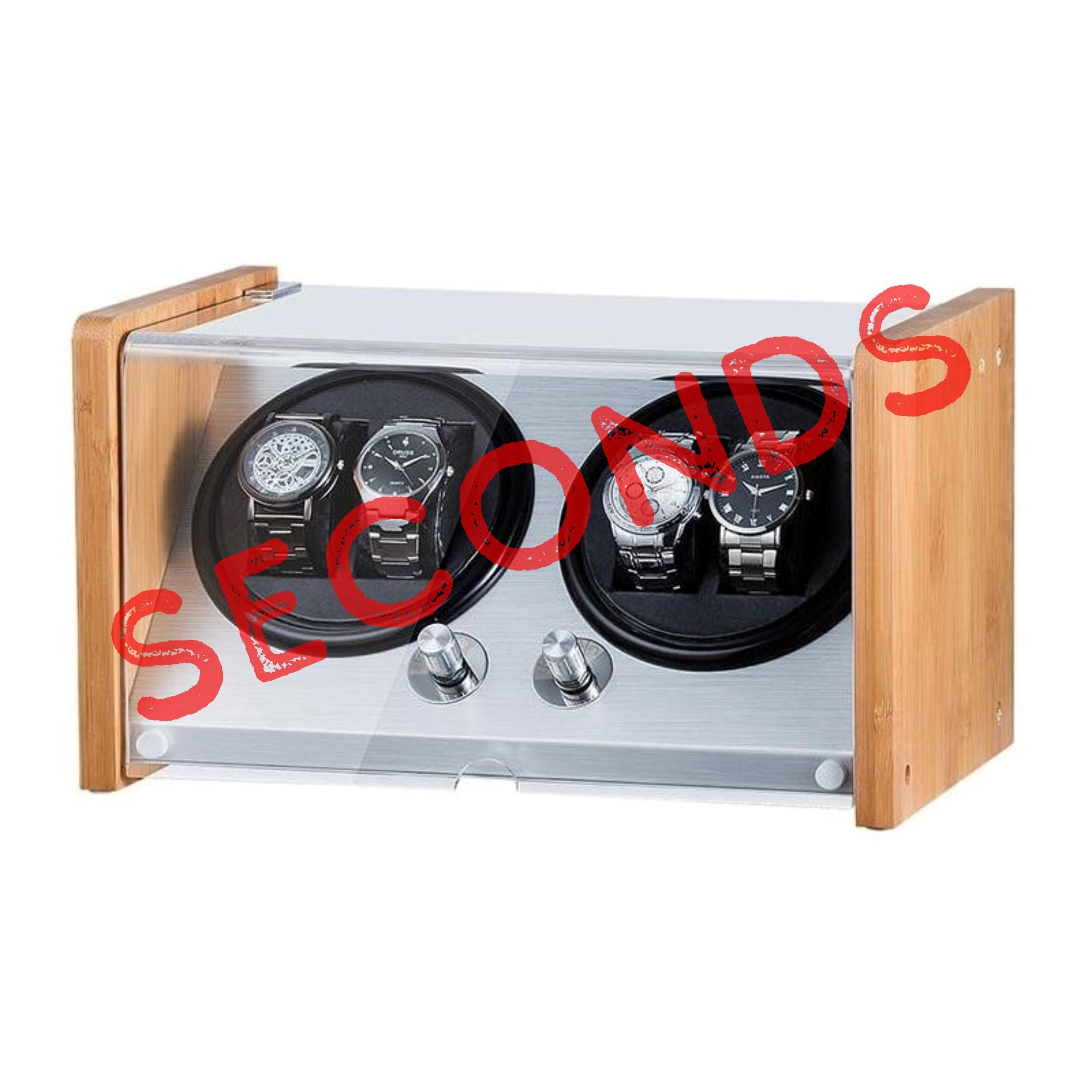Seconds - BLAQ Watch Winder Box 4 Watches in Aluminum & Bamboo (a) Seconds Clinks