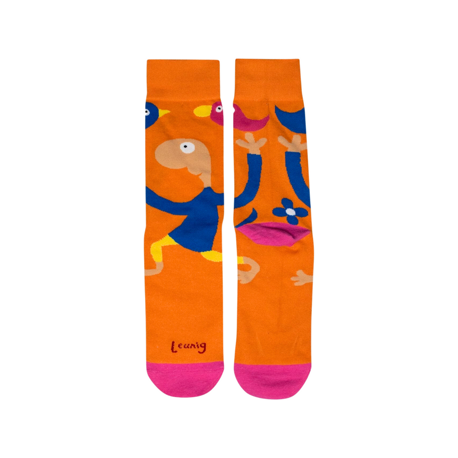 Michael Leunig Running Man Orange Socks