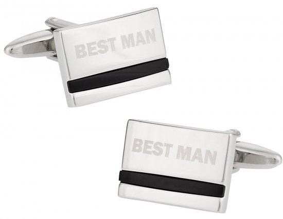 Best Man Laser Etched Onyx Silver Wedding Cufflinks Wedding Cufflinks Clinks Australia