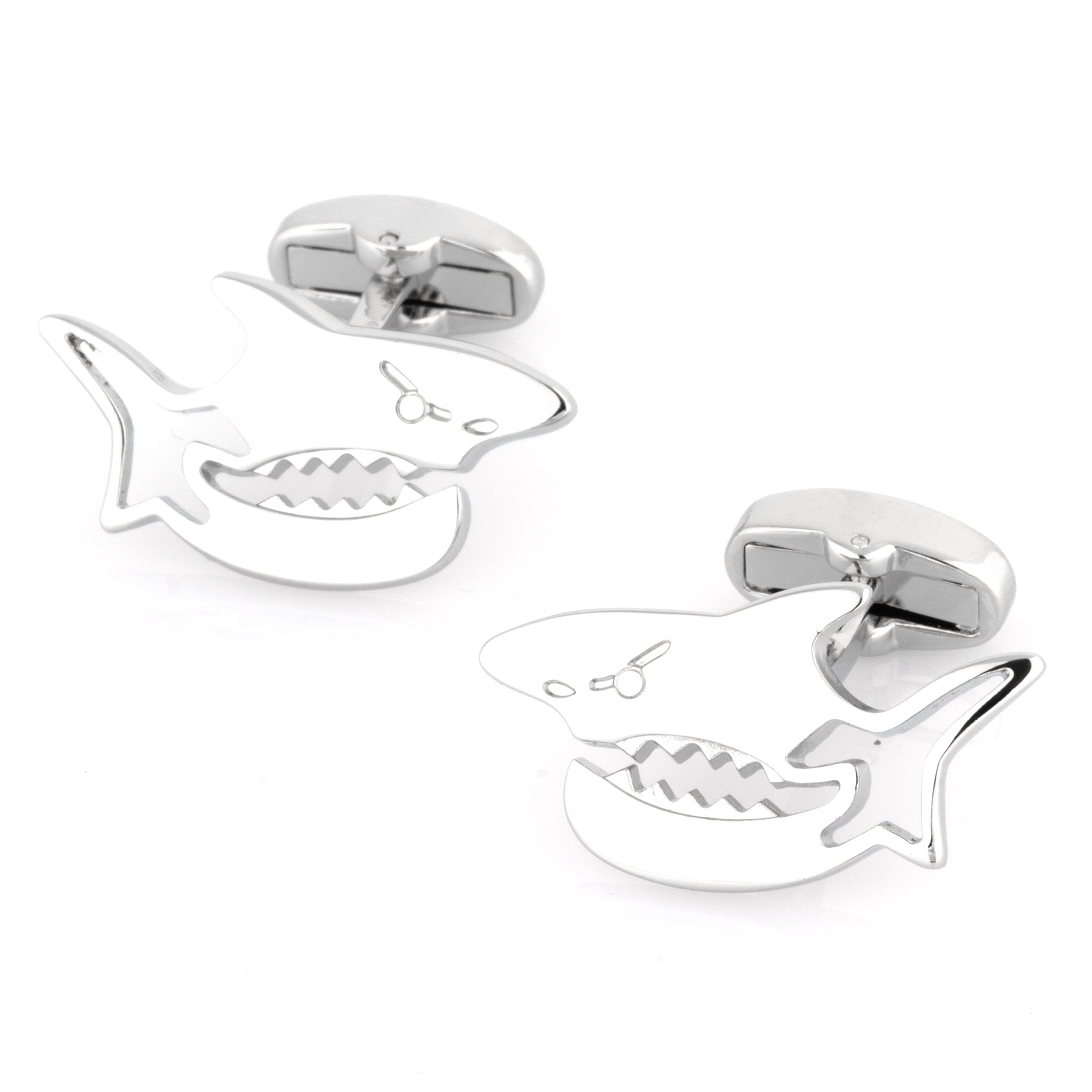 Silver Shark Cufflinks Novelty Cufflinks Clinks Australia Silver Shark Cufflinks
