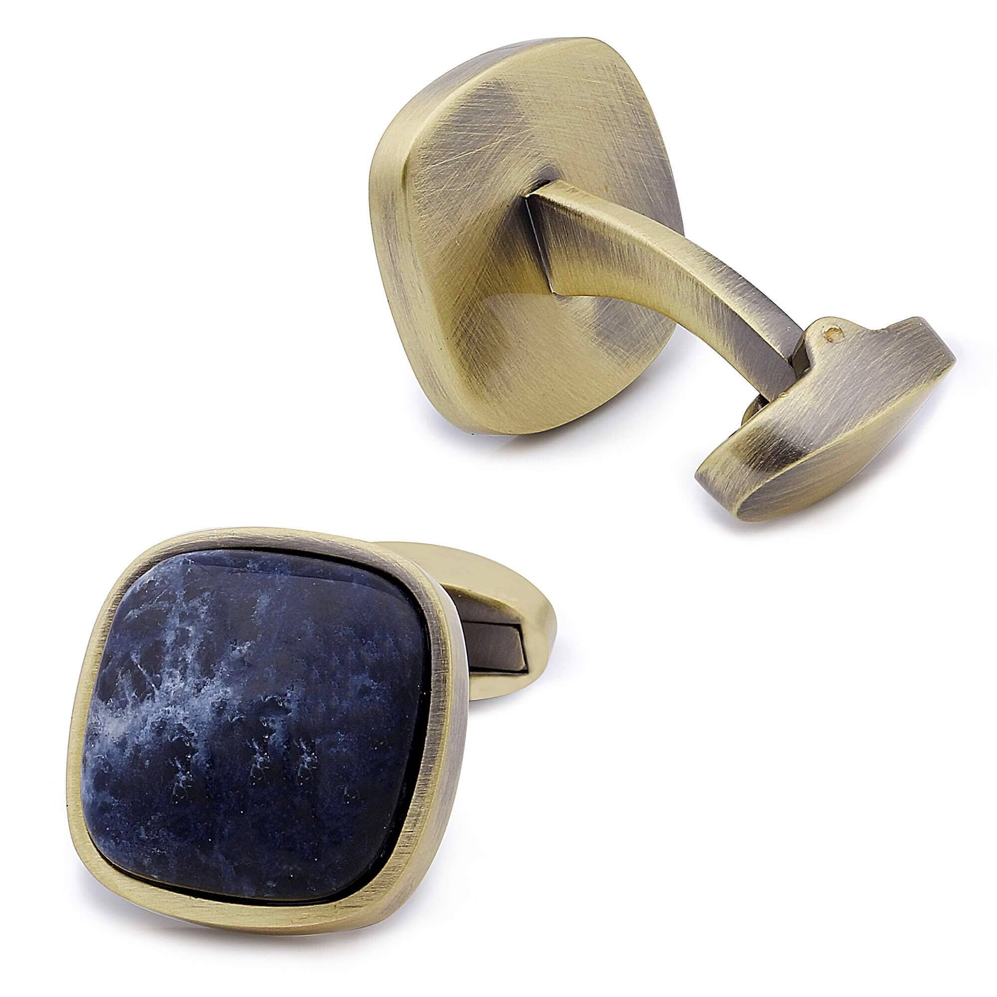 Sodalite in Antique Brass Cufflinks Classic & Modern Cufflinks Clinks Australia