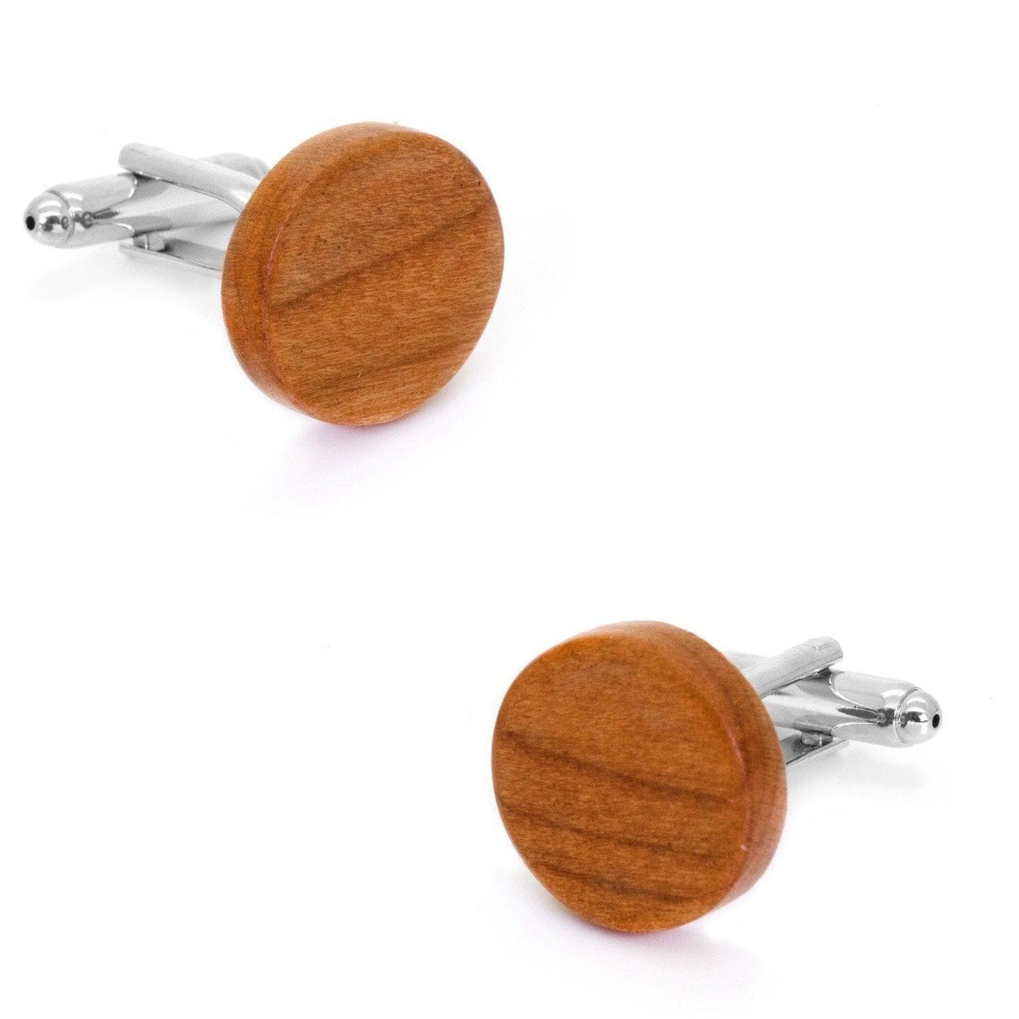 Round Light Brown Wood Cufflinks Classic & Modern Cufflinks Clinks Australia Round Light Brown Wood Cufflinks