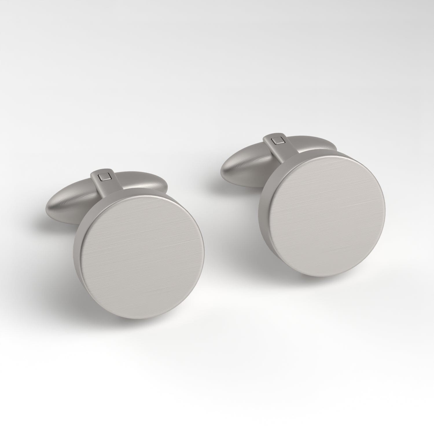 Brushed Silver Round Engravable Cufflinks Classic & Modern Cufflinks Clinks Australia