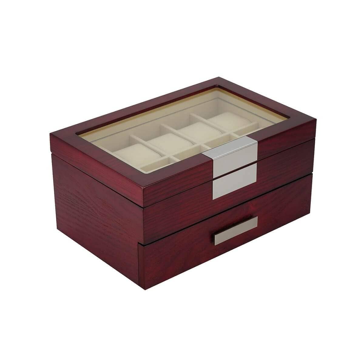 Cherry Wooden Watch Box for 20 Watches Watch Boxes Clinks