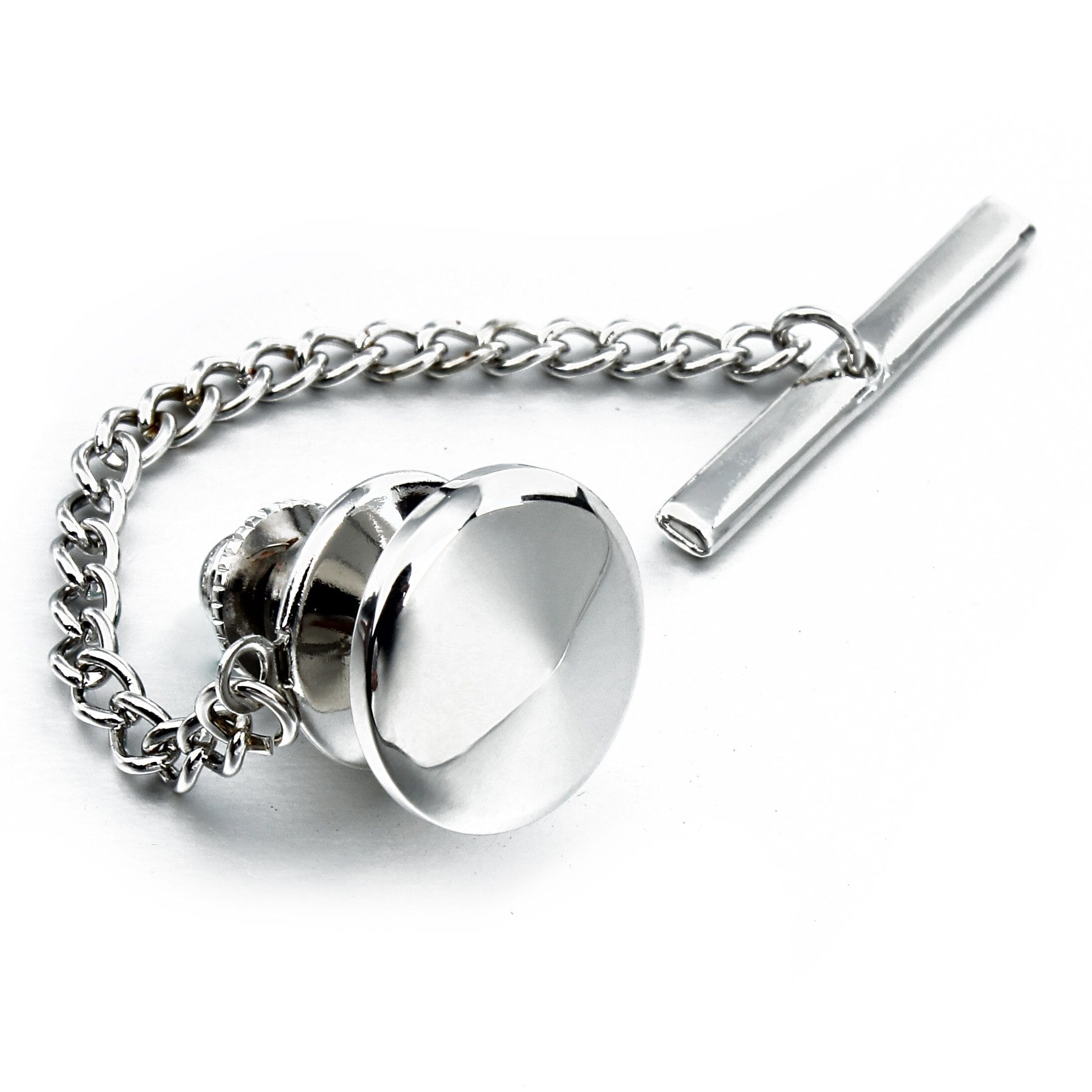 Silver Round Tie Tack Lapel Pin Clinks