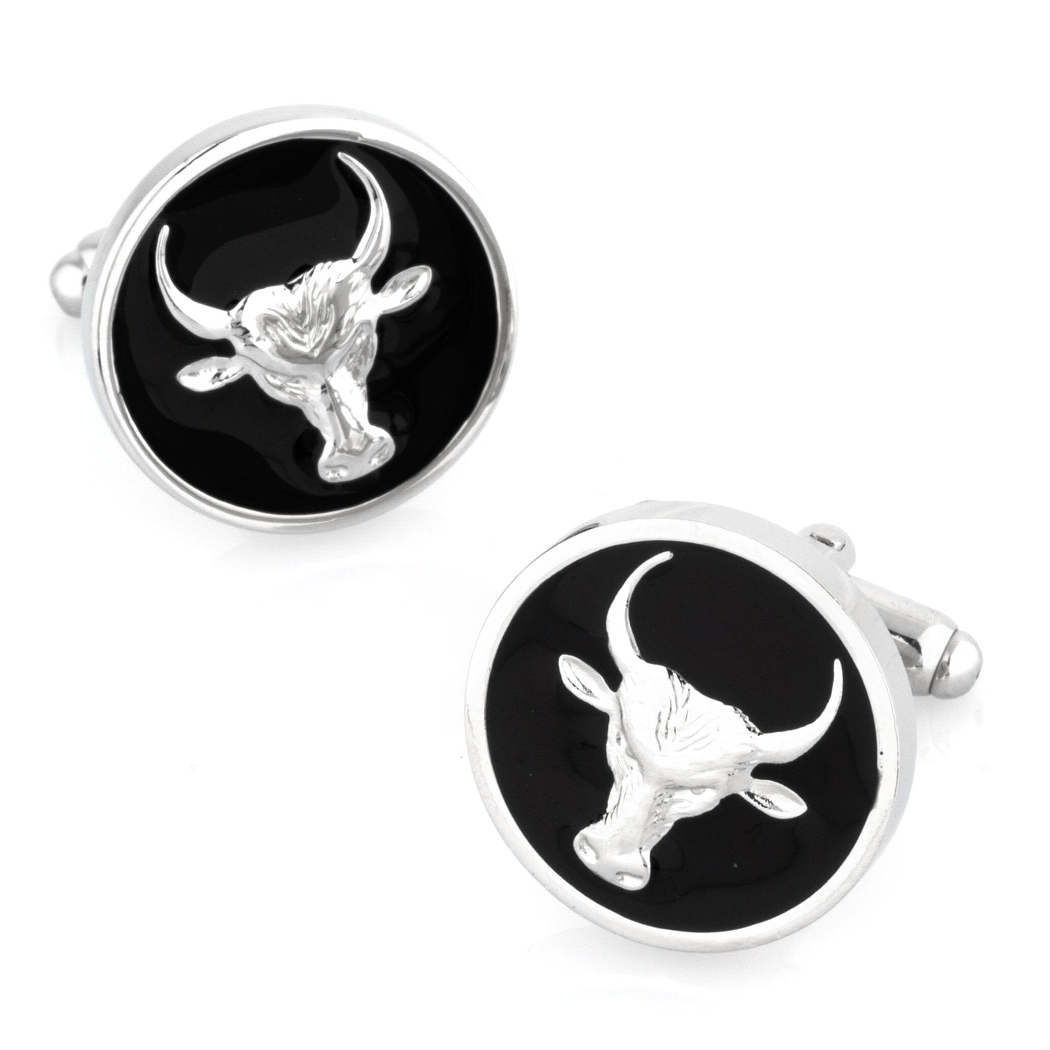 Bull Black Enamel Cufflinks Novelty Cufflinks Clinks Australia Bull Black Enamel Cufflinks