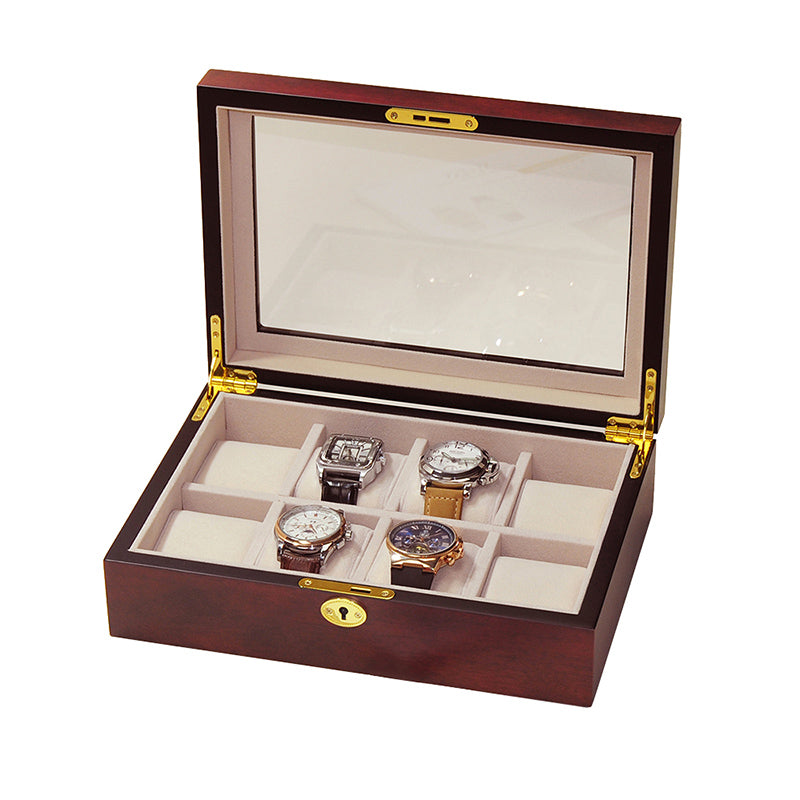 Cherry Wooden Watch Box, 8 Watch Box, Cuffed Watch Box, Clinks Australia Watch Box, Cherry Watch Boxes on Cuffed, Australia Watch Box, Watch Storage Box, Watch Display Box, 8 Slots Watch Box, Watch Boxes for 8, Cherry Watch Box, Wooden Watch Box, Cherry, Watch Boxes, CB5000, Clinks Australia