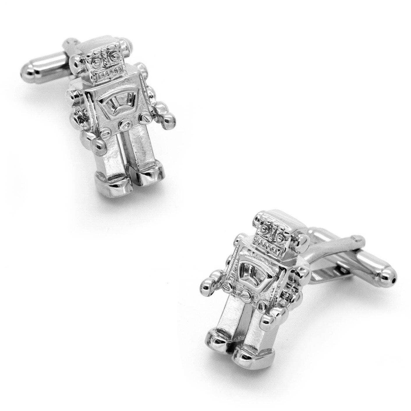 Robot Cufflinks in Shiny Silver Novelty Cufflinks Clinks Australia