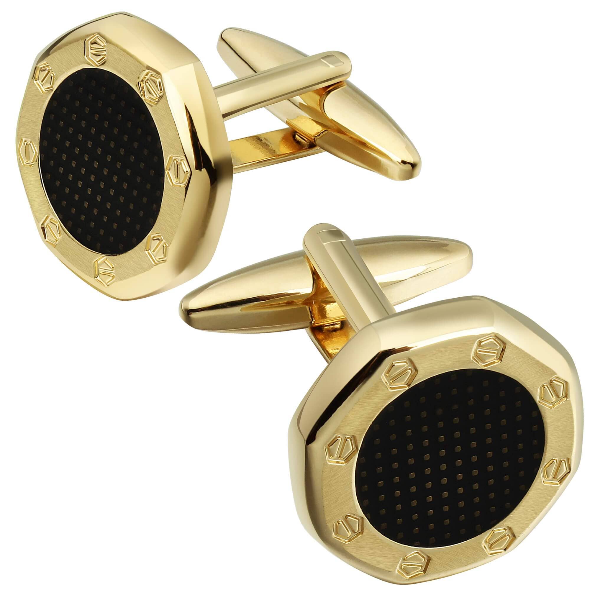 Brushed Gold with Black Texture Cufflinks Classic & Modern Cufflinks Clinks Australia