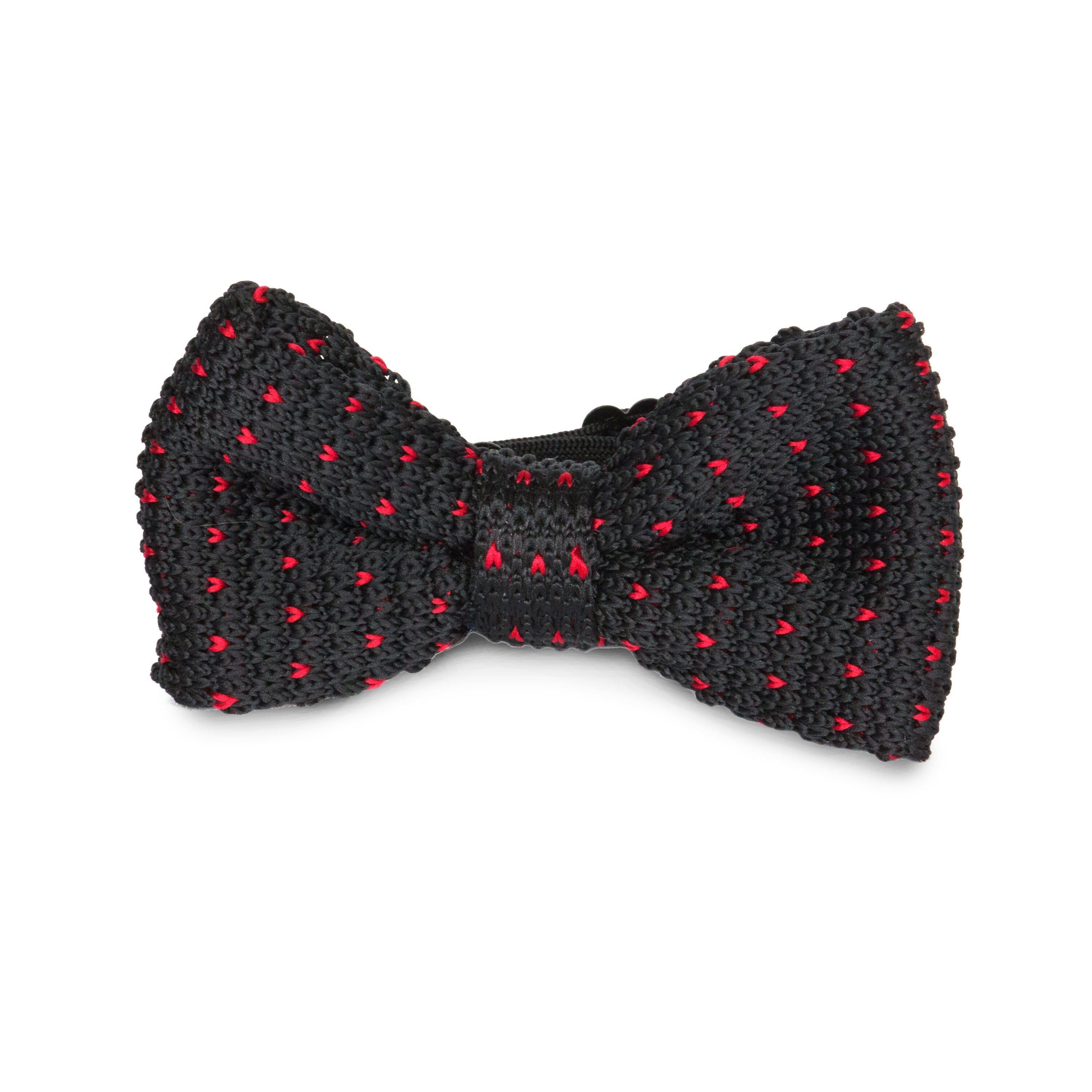 Black/Red Dot Kids Knit Bowtie Bow Ties Clinks Australia Black/Red Dot Kids Knit Bowtie