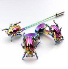Shiny Multicolour Beetle Cufflinks and Stick Pin Set Gift Set Clinks