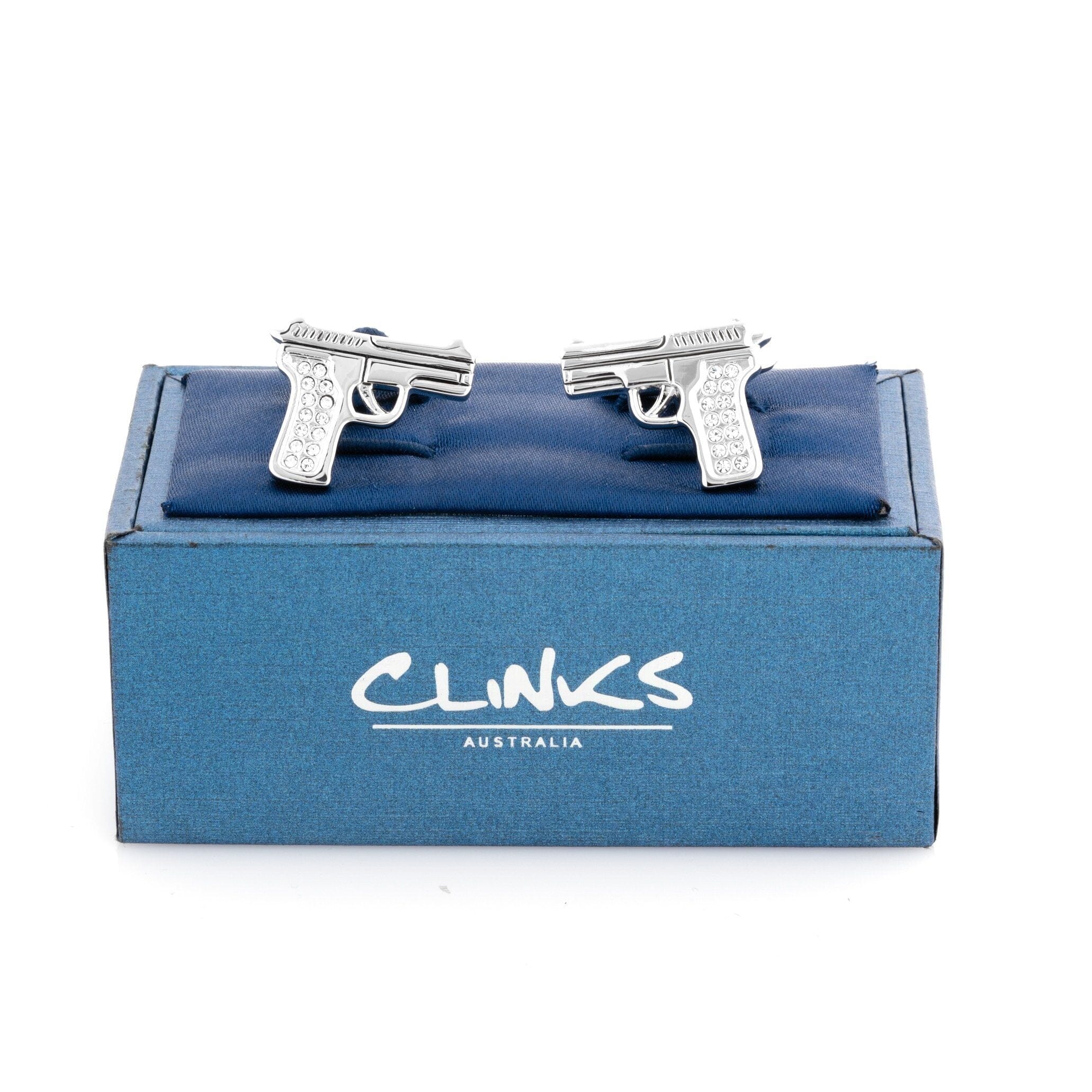 Crystal 9mm Hand Gun Cufflinks Novelty Cufflinks Clinks Australia