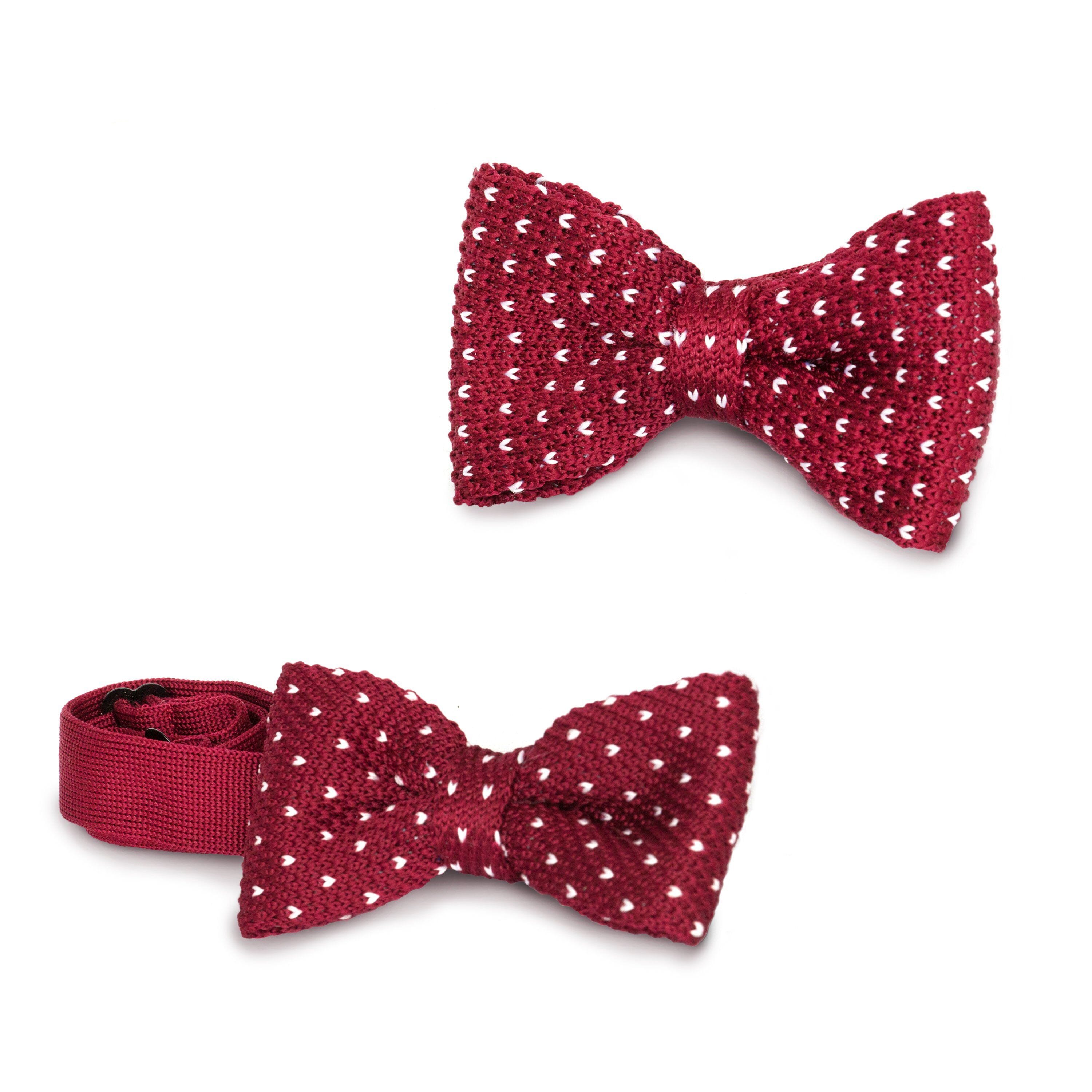 Maroon/White Dot Kids Knit Bowtie Bow Ties Clinks Australia