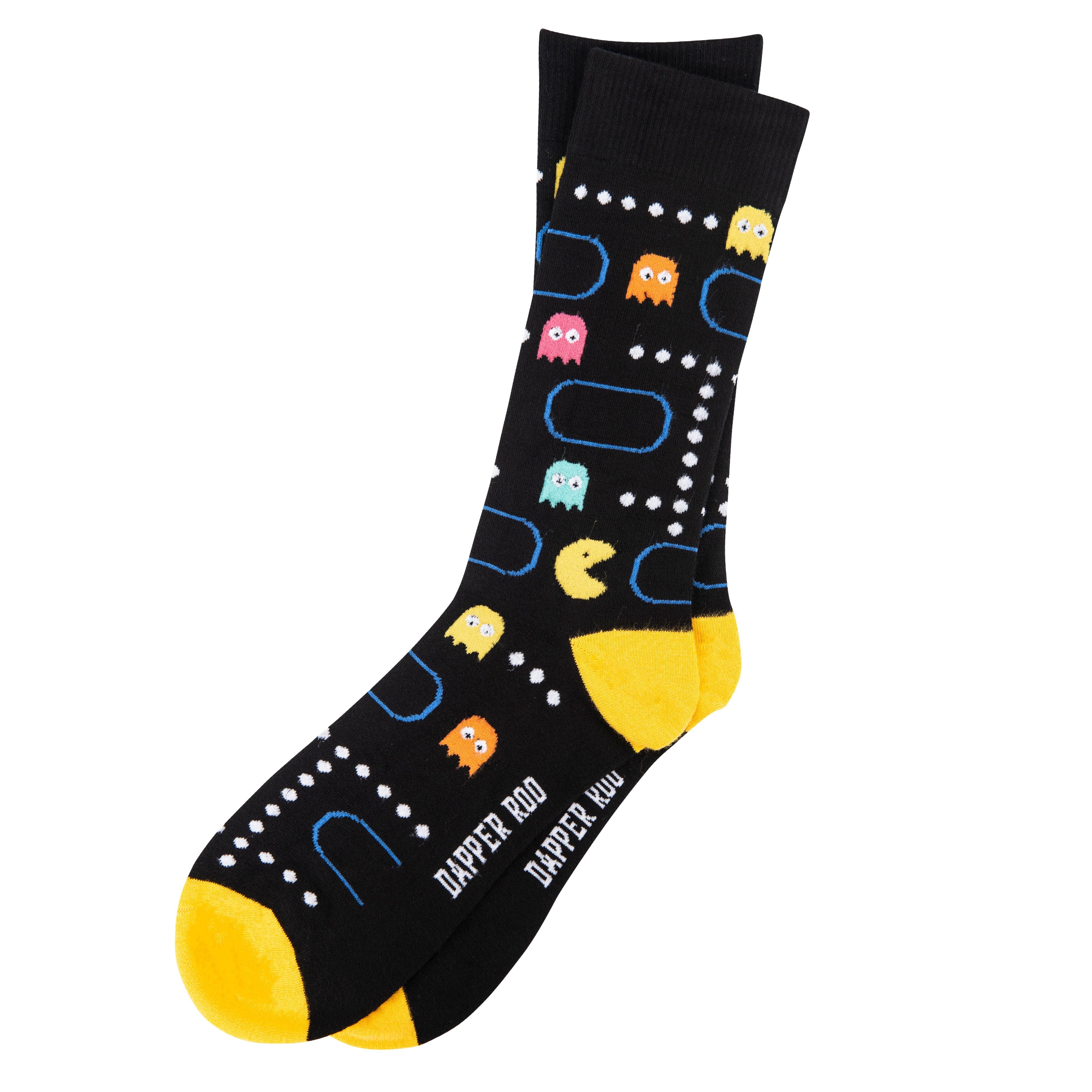Game Over Arcade Bamboo Socks by Dapper Roo, Game Over Arcade Socks, Dapper Roo, Socks, Black, Yellow, Multi, Bamboo, Elastane, Nylon, Elastic, SK2019, Men's Socks, Socks for Men, Cuffed, Clinks.com, Clinks Australia