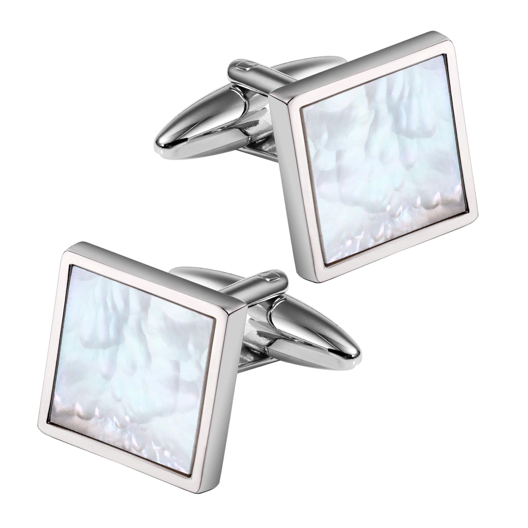 Mother of Pearl in Silver Square II Cufflinks Classic & Modern Cufflinks Clinks Australia