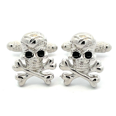 Skull & Crossbones Cufflinks with Black Eyes