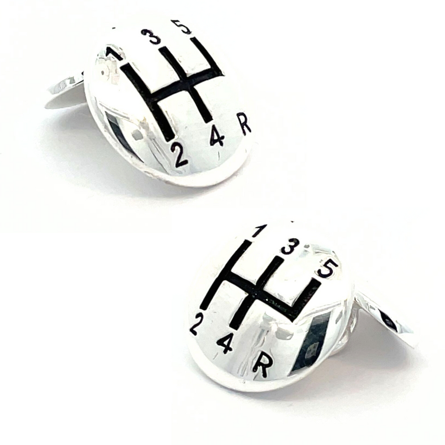 Shiny Five Speed Gear Shift with Chain Cufflinks