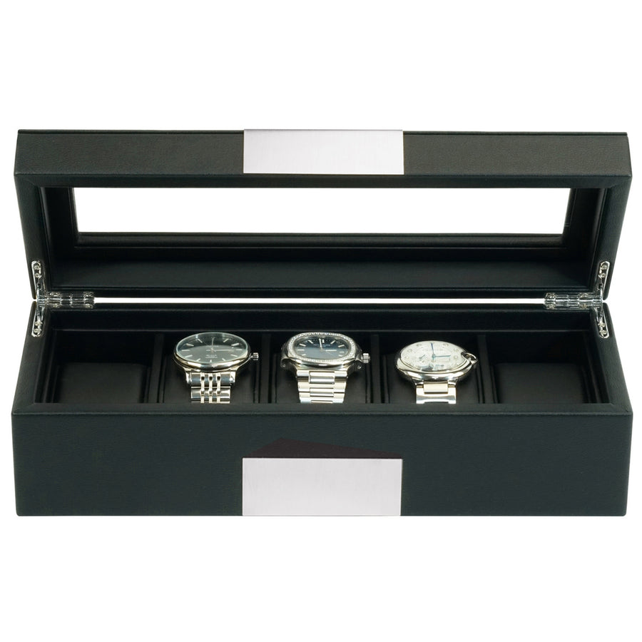5 Slots Leather Watch Box